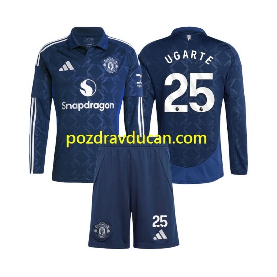Nogometni Dresovi Manchester United Manuel Ugarte 25 Dječji Gostujući dres 2024-2025 Dugi Rukav