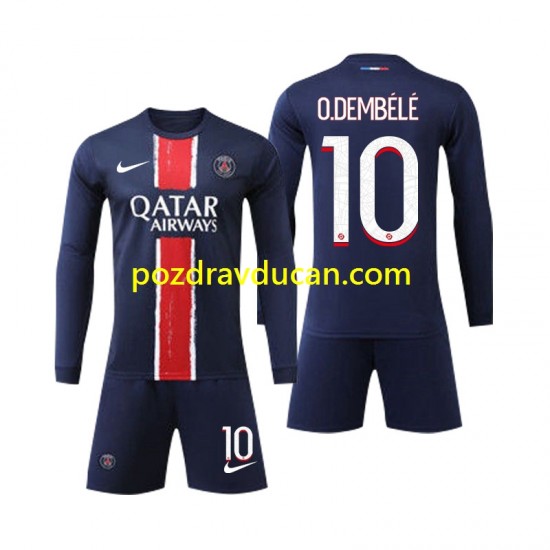Nogometni Dresovi Paris Saint-Germain O Dembele 10 Dječji Domaći dres 2024-2025 Dugi Rukav