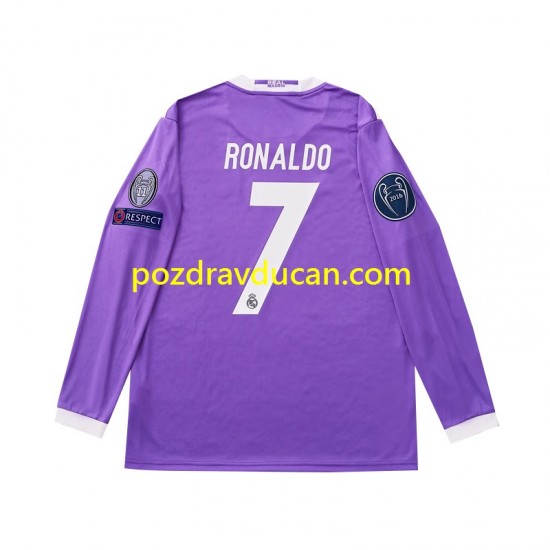 Nogometni Dresovi Real Madrid Cristiano Ronaldo 7 2016 Retro Muški Gostujući dres Dugi Rukav