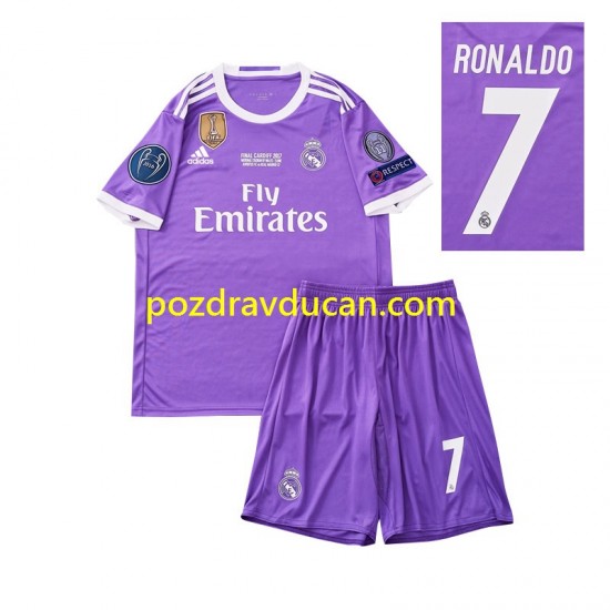 Nogometni Dresovi Real Madrid Cristiano Ronaldo 7 2016 Retro Dječji Gostujući dres Kratkih Rukava