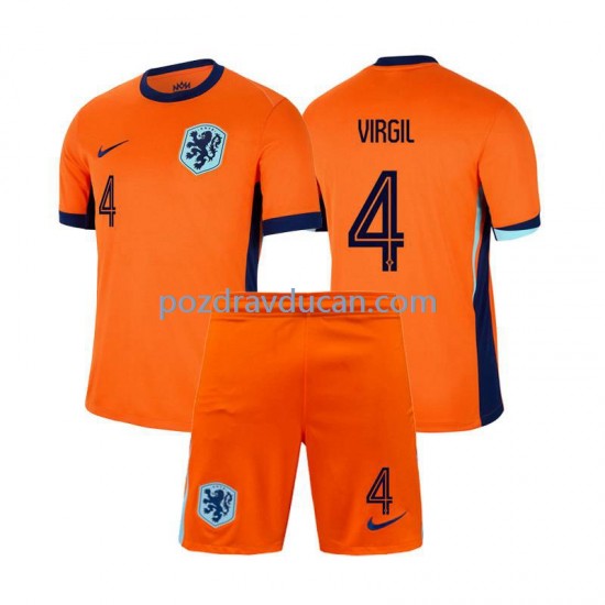 Nogometni Dresovi Nizozemska Virgil van Dijk 4 Dječji Domaći dres Euro 2024 Kratkih Rukava