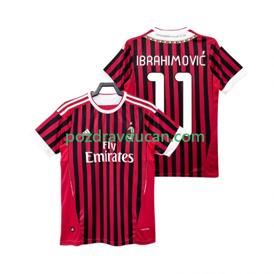 Nogometni Dresovi AC Milan Ibrahimović Zlatan 11 2012 Retro Muški Domaći dres 2011 Kratkih Rukava