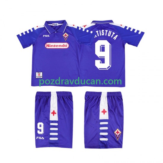 Nogometni Dresovi ACF Fiorentina BATISTUTA 9 Retro Dječji Domaći dres 1998 1999 Kratkih Rukava