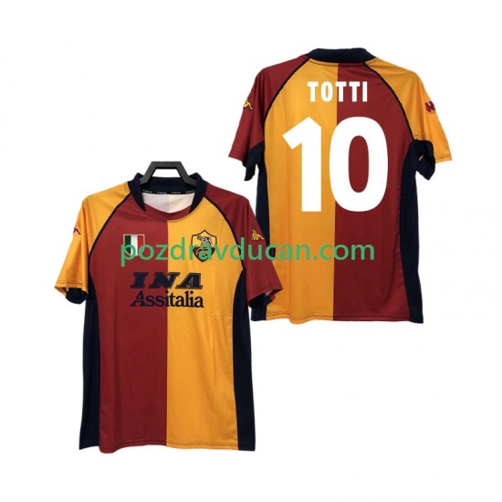 Nogometni Dresovi Roma Totti 10 2000-2001 Retro Muški Domaći dres Kratkih Rukava