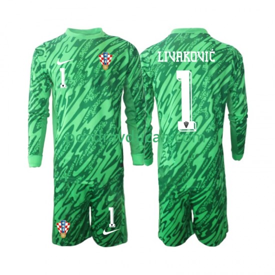 Nogometni Dresovi Hrvatska DOMINIK LIVAKOVIC 1 Vratar Dječji Gostujući dres 2024 Dugi Rukav