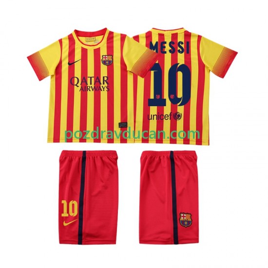 Nogometni Dresovi FC Barcelona Lionel Messi 10 2013 2014 Retro Dječji Gostujući dres Kratkih Rukava