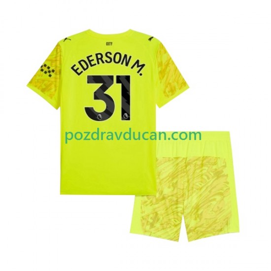 Nogometni Dresovi Manchester City Ederson Moraes 31 Vratar Dječji Treći dres 2025-2026 Kratkih Rukava