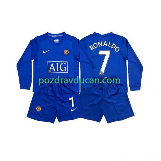 Nogometni Dresovi Manchester United Cristiano Ronaldo 7 Retro Dječji Gostujući dres 2008 Dugi Rukav
