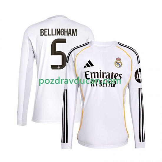 Nogometni Dresovi Real Madrid Jude Bellingham 5 Muški Domaći dres 2025-2026 Dugi Rukav