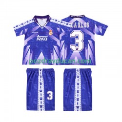 Nogometni Dresovi Real Madrid R CARLOS 3 1996-1997 Retro Dječji Gostujući dres Kratkih Rukava