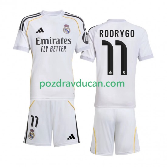 Nogometni Dresovi Real Madrid Rodrygo 11 Dječji Domaći dres 2025-2026 Kratkih Rukava
