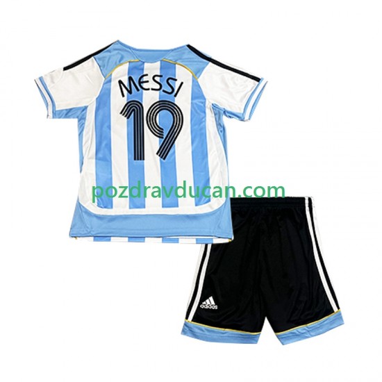 Nogometni Dresovi Argentina Lionel Messi 19 Retro Dječji Domaći dres 2006 Kratkih Rukava