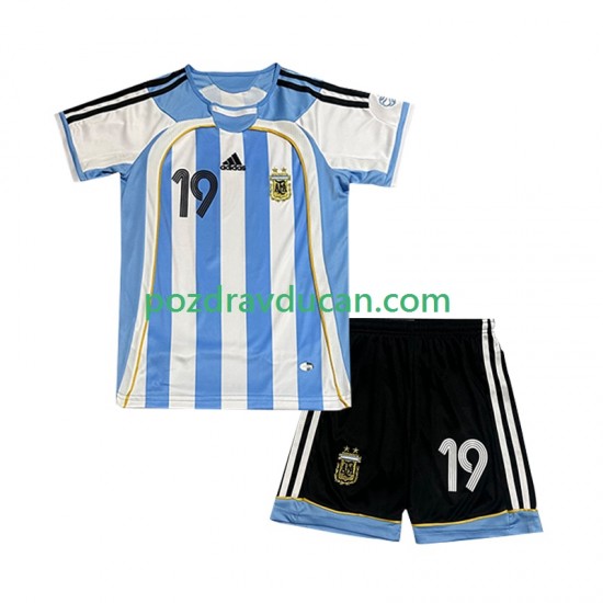 Nogometni Dresovi Argentina Lionel Messi 19 Retro Dječji Domaći dres 2006 Kratkih Rukava