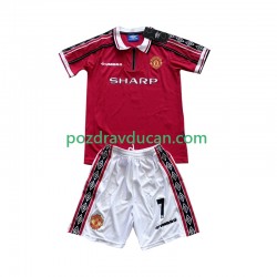 Nogometni Dresovi Manchester United Beckham 7 Retro Dječji Domaći dres 1998 1999 Kratkih Rukava