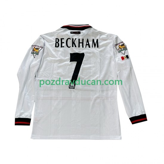 Nogometni Dresovi Manchester United Beckham 7 Retro Muški Gostujući dres 1998 1999 Dugi Rukav