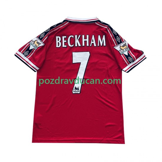 Nogometni Dresovi Manchester United Beckham 7 Retro Muški Domaći dres 1998 1999 Kratkih Rukava