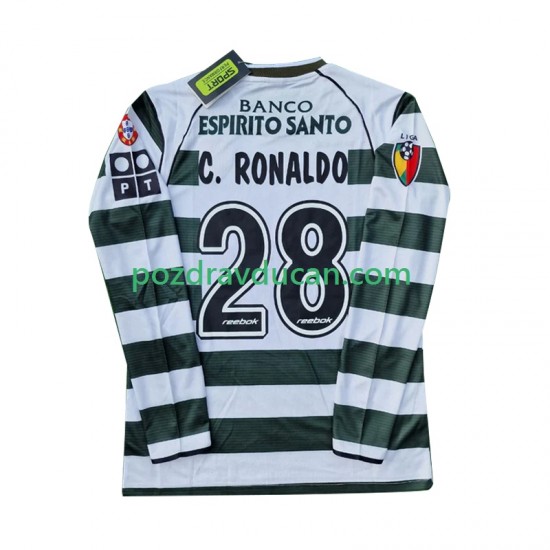 Nogometni Dresovi Sporting CP Cristiano Ronaldo 28 2001 2003 Retro Muški Domaći dres Dugi Rukav