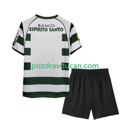 Nogometni Dresovi Sporting CP 2001 2003 Retro Dječji Domaći dres Kratkih Rukava