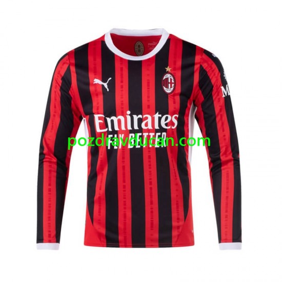 Nogometni Dresovi AC Milan Muški Domaći dres 2024-2025 Dugi Rukav