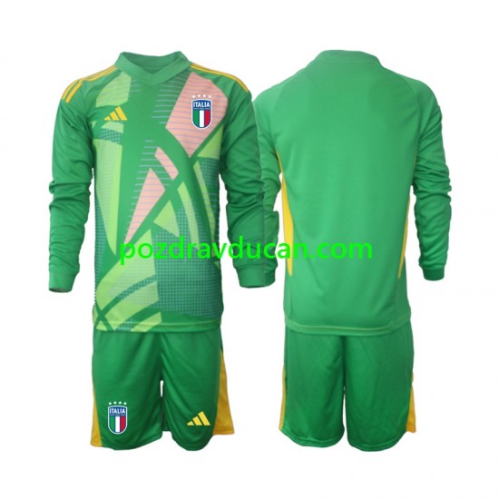 Nogometni Dresovi Italija Vratar Dječji Gostujući dres Euro 2024 Dugi Rukav