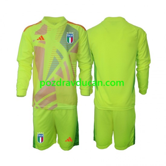 Nogometni Dresovi Italija Vratar Dječji Domaći dres Euro 2024 Dugi Rukav