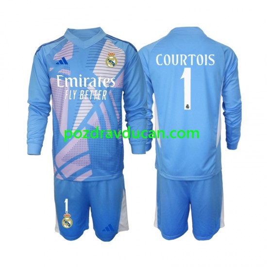 Nogometni Dresovi Real Madrid Thibaut Courtois 1 Vratar Dječji Domaći dres 2024-2025 Dugi Rukav