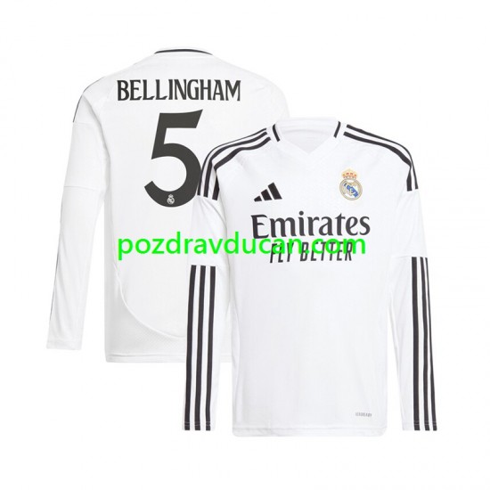 Nogometni Dresovi Real Madrid Jude Bellingham 5 Muški Domaći dres 2024-2025 Dugi Rukav