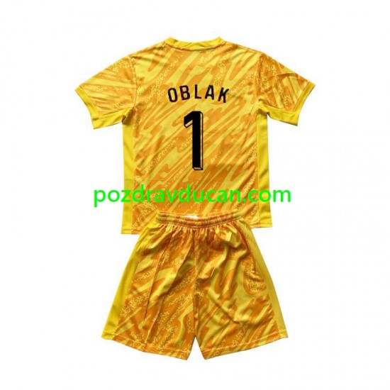 Nogometni Dresovi Slovenija Jan Oblak 1 Vratar Dječji Domaći dres Euro 2024 Kratkih Rukava