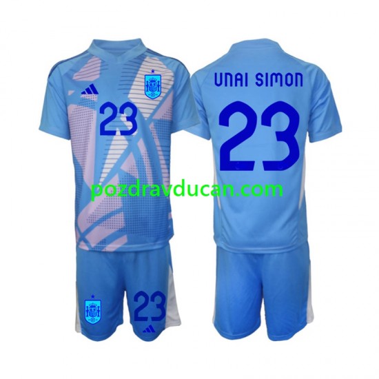Nogometni Dresovi Španjolska Unai Simon 23 Vratar Dječji Domaći dres Euro 2024 Kratkih Rukava