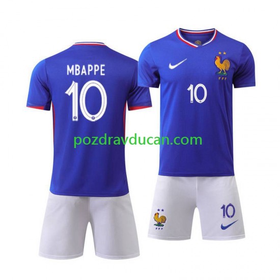 Nogometni Dresovi Francuska Mbappé Kylian 10 Dječji Domaći dres Euro 2024 Kratkih Rukava