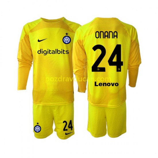 Nogometni Dresovi Inter Milan Andre Onana 24 Vratar Dječji Gostujući dres 2022-2023 Dugi Rukav