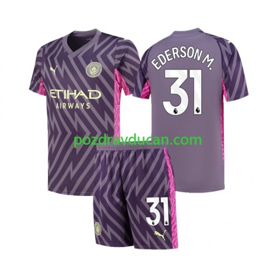 Nogometni Dresovi Manchester City Ederson Moraes 31 Vratar Dječji Gostujući dres 2023-2024 Kratkih Rukava