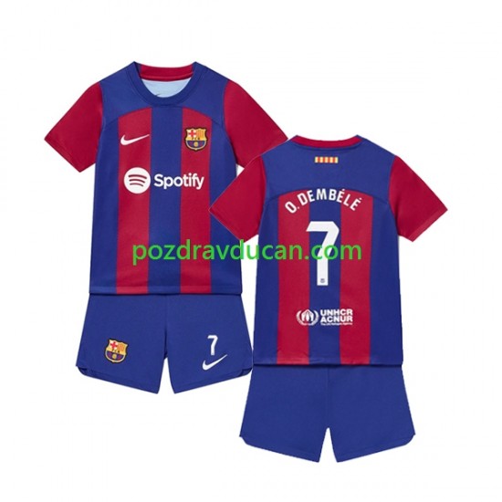 Nogometni Dresovi FC Barcelona Ousmane Dembele 7 Dječji Domaći dres 2023-2024 Kratkih Rukava