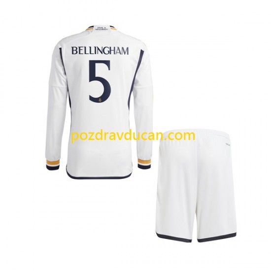 Nogometni Dresovi Real Madrid Jude Bellingham 5 Dječji Domaći dres 2023-2024 Dugi Rukav