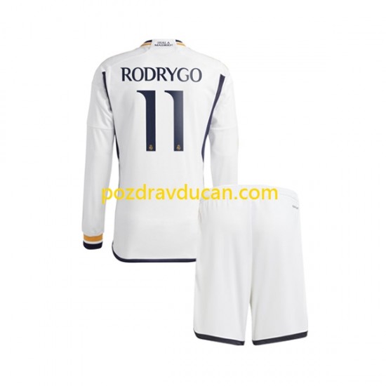 Nogometni Dresovi Real Madrid Rodrygo Goes 11 Dječji Domaći dres 2023-2024 Dugi Rukav
