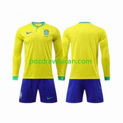 Nogometni Dresovi Brazil Dječji Domaći dres World Cup 2022 Dugi Rukav