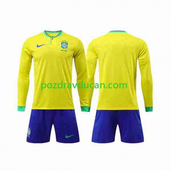 Nogometni Dresovi Brazil Dječji Domaći dres World Cup 2022 Dugi Rukav