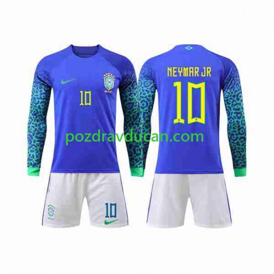 Nogometni Dresovi Brazil Neymar Jr 10 Dječji Gostujući dres World Cup 2022 Dugi Rukav