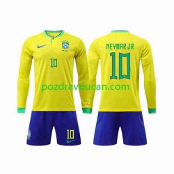 Nogometni Dresovi Brazil Neymar Jr 10 Dječji Domaći dres World Cup 2022 Dugi Rukav