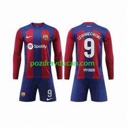 Nogometni Dresovi FC Barcelona LEWANDOWSKI 9 Dječji Domaći dres 2023-2024 Dugi Rukav