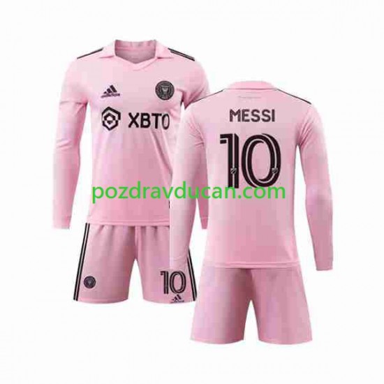 Nogometni Dresovi Inter Miami Lionel Messi 10 Dječji Domaći dres 2023-2024 Dugi Rukav