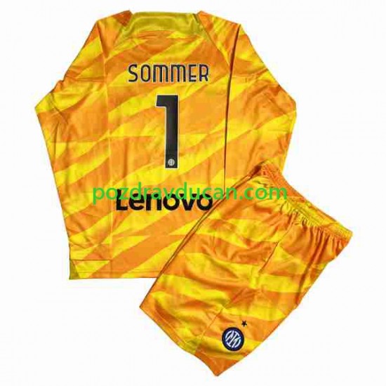 Nogometni Dresovi Inter Milan Sommer 1 Vratar Dječji Domaći dres 2023-2024 Dugi Rukav