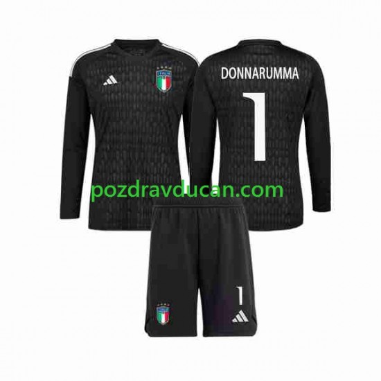 Nogometni Dresovi Italija Donnarumma 1 Vratar Dječji Gostujući dres 2023 Dugi Rukav