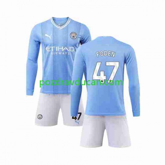 Nogometni Dresovi Manchester City Phil Foden 47 Dječji Domaći dres 2023-2024 Dugi Rukav