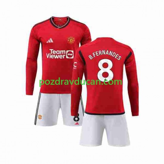 Nogometni Dresovi Manchester United B Fernandes 8 Dječji Domaći dres 2023-2024 Dugi Rukav