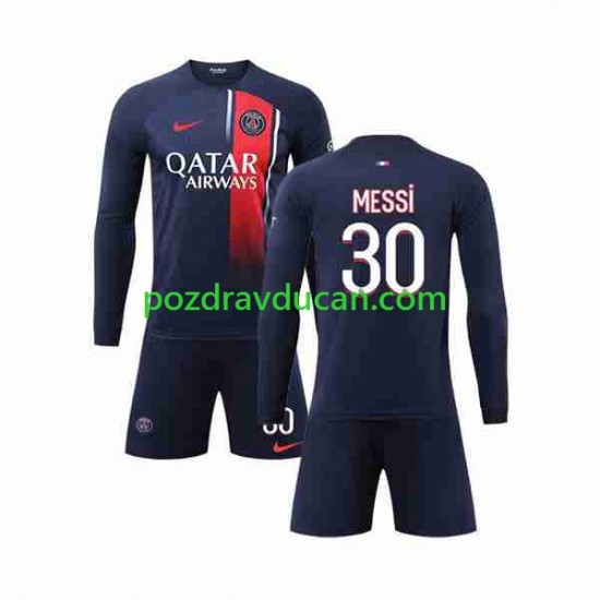 Nogometni Dresovi Paris Saint-Germain Lionel Messi 30 Dječji Domaći dres 2023-2024 Dugi Rukav