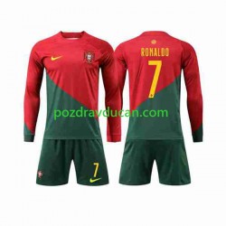 Nogometni Dresovi Portugal Ronaldo 7 Dječji Domaći dres World Cup 2022 Dugi Rukav