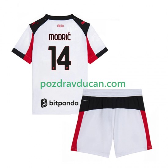 Nogometni Dresovi AC Milan Modrić Luca 14 Dječji Gostujući dres 2025-2026 Kratkih Rukava