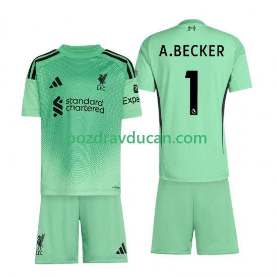 Nogometni Dresovi Liverpool Alisson Becker 1 Vratar Dječji Domaći dres 2025-2026 Kratkih Rukava