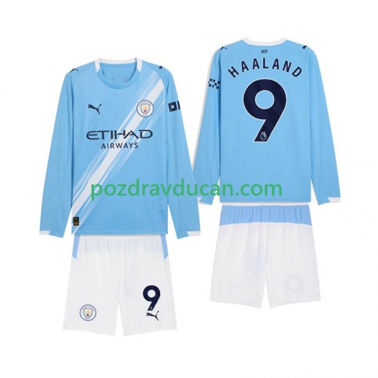 Nogometni Dresovi Manchester City Erling Haaland 9 Dječji Domaći dres 2025-2026 Dugi Rukav